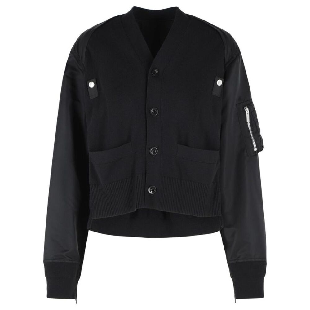 Sacai Black Cotton Blend Cardigan Women